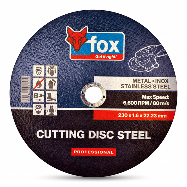 Fox Cutting Disc 230mm for Steel and Stainless Steel - 1.6mm Thickness