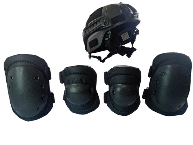 MTB/Skateboard/Extreme Living Helmet, Elbow &amp; Knee Protective Gear - Black