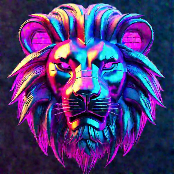 Canvas Wall Art - Neon Punk Lion