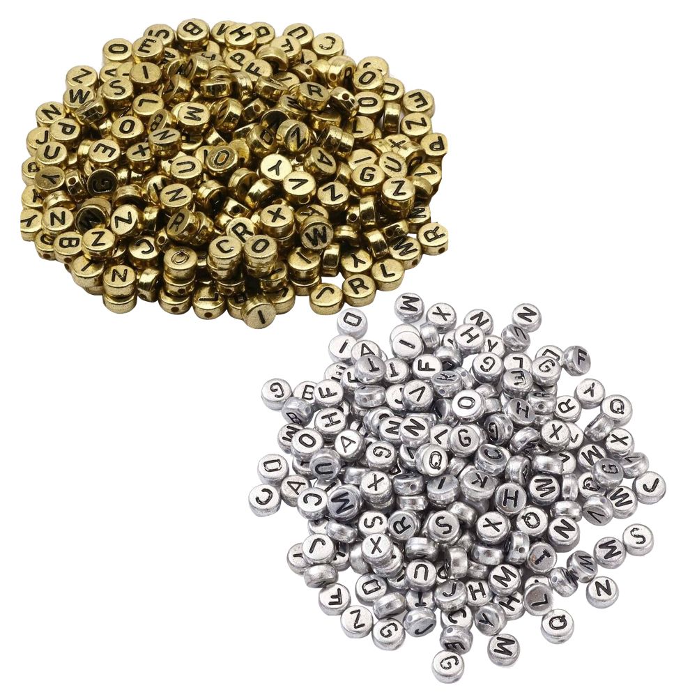 Craft Stationery Cylindrical Gold and Silver Alphabet Beads Set of 200 Shop Today. Get it