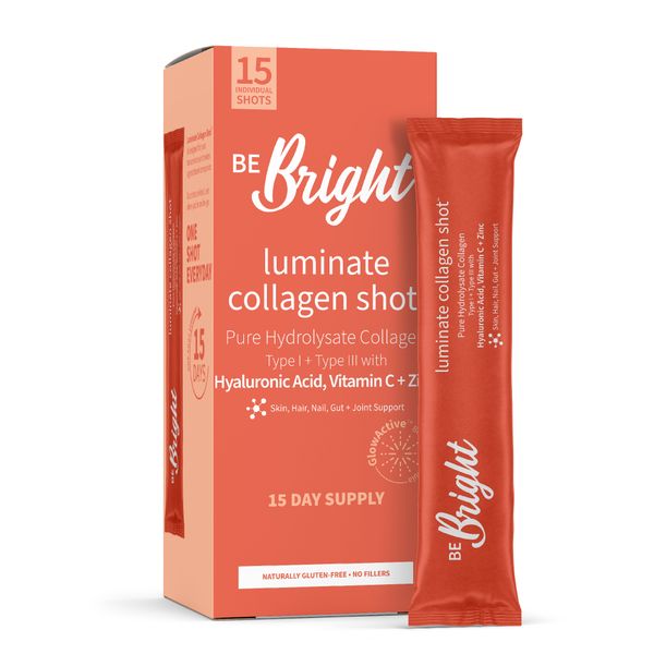 Luminate Collagen Powder Shots - Hyaluronic Acid + Vitamin C + Zinc (15Day)