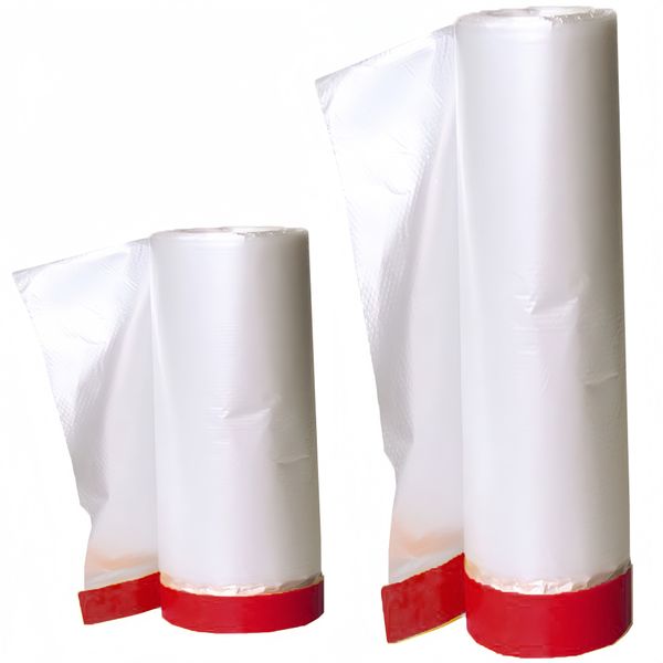 2 Piece Masking Film Paint Cover Set Plastic Dust Sheet Plastic Film