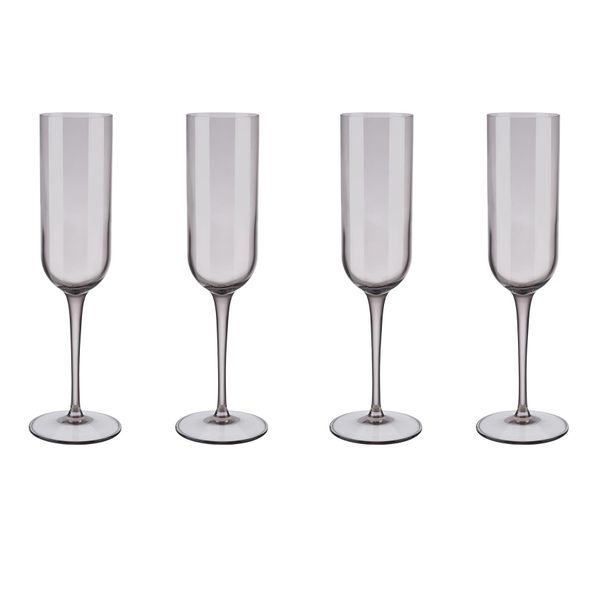 Blomus Champagne Flute Glasses Tinted in Brown-Rose Fungi Fuum Set of 4