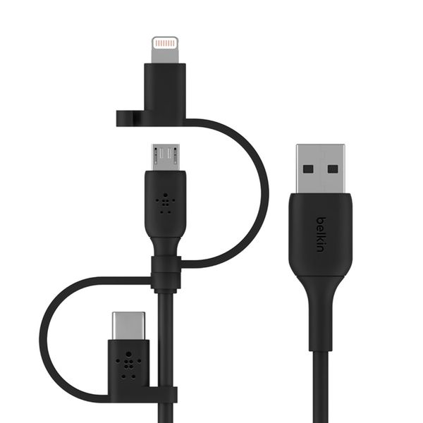 Belkin Universal Cable with Micro-USB USB-C and Lightning Connectors 1m BLK