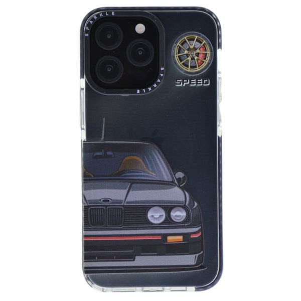 Racing Car Illustration Phone Case With Wheel Accent-Compatible With iPhone