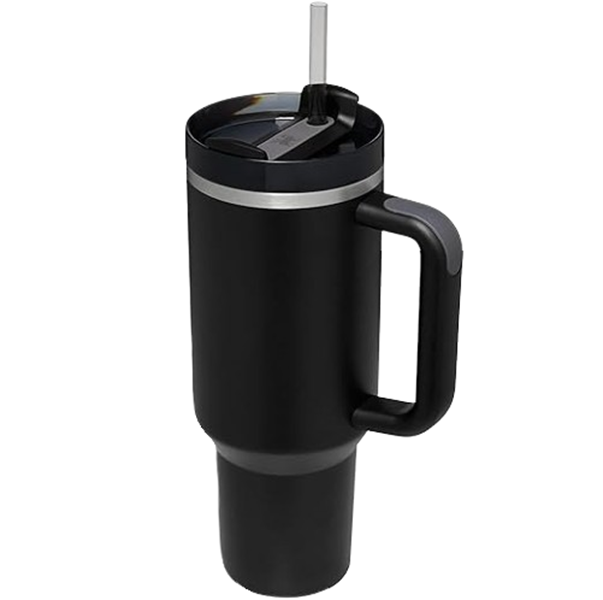 Black 1.2L Tumbler With Handle Straw Lid,Stainless Steel Travel Mug ...