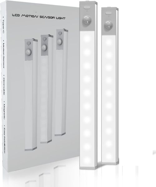 LED Under Cabinet Lights Wireless, 30cm Rechargeable Motion Sensor Light