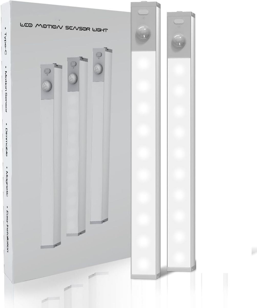 LED Under Cabinet Lights Wireless, 30cm Rechargeable Motion Sensor Light