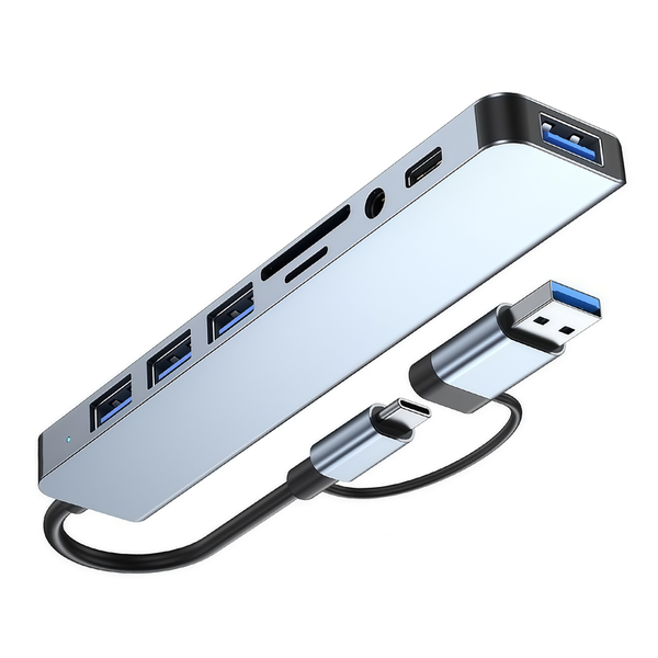 USB-C Hub 3.0, 8 in 1 Hub Adapter, Charge Card Reading Interface Conversion