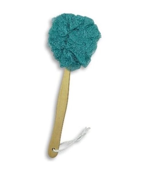 MXM Mesh Bath Sponge Loofah With Wooden Handle - Blue