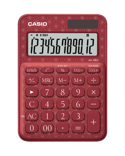CASIO MS-20UC 12 Digit Desktop Calculator - Limited Edition Asanoha Red