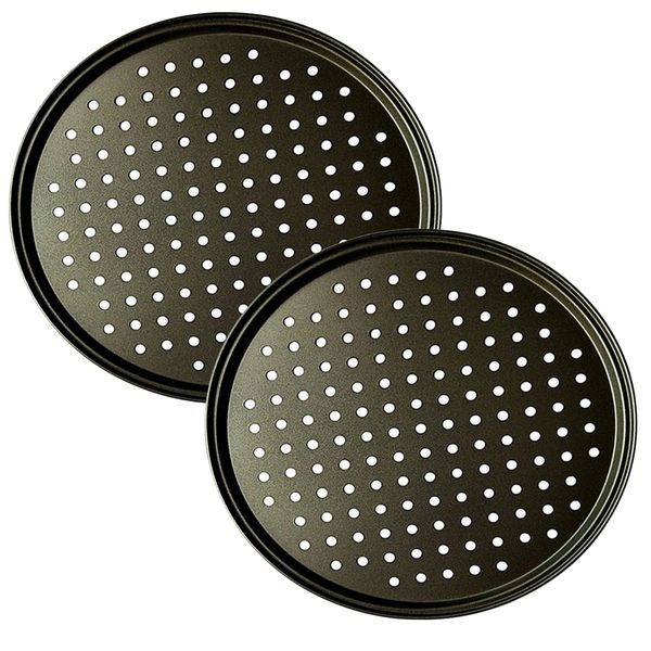 Kitchen Non-Stick Pizza Baking Mesh Round Durable Tray Set Of 2 (32cm)