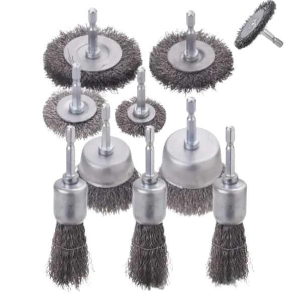 10-Pack Wire Brush Wheel And Cup Brush Set-1/4" Hex Shank Drill Attachment