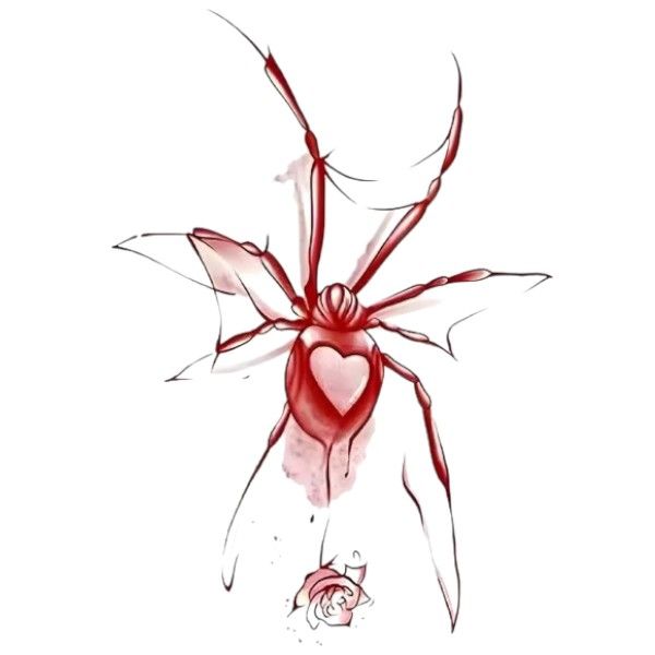 1 Piece - Web Of Love Spider Temporary Tattoo - Red