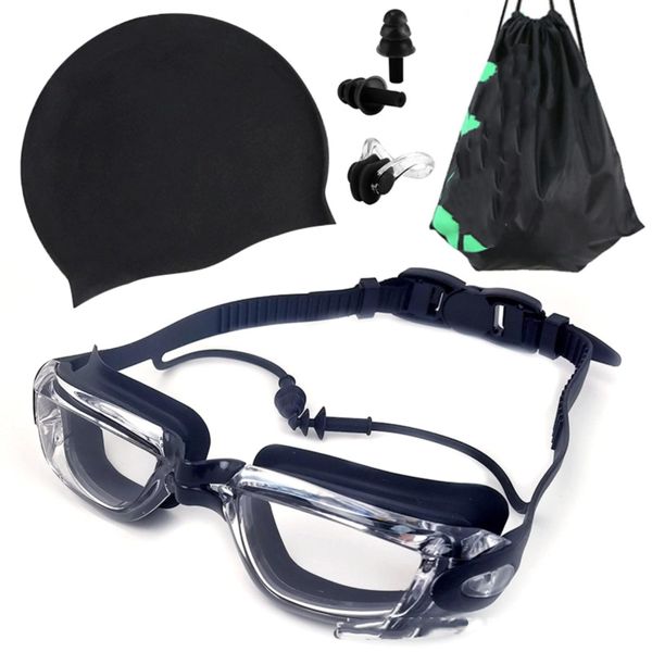 Swimming Equipment Set - Adjustable Swimming Goggles, Earplugs for Swimming
