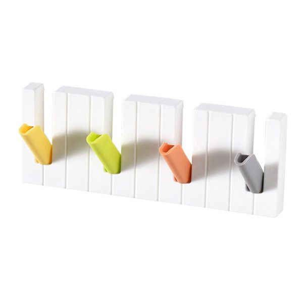 Piano Wall-Mounted Coat Hooks with 4 Retractable Hooks - 2 Pack