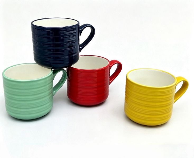 Linea Ribbed Coffee Cup Collection - 460ml (4 Assorted Colors)