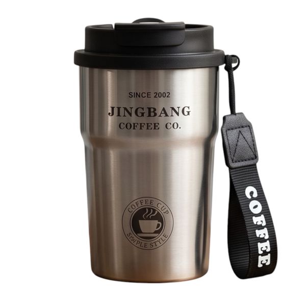 Modern Thermal Travel Mug with Carry Strap Hot &amp; Cold Beverage Cup 350ML