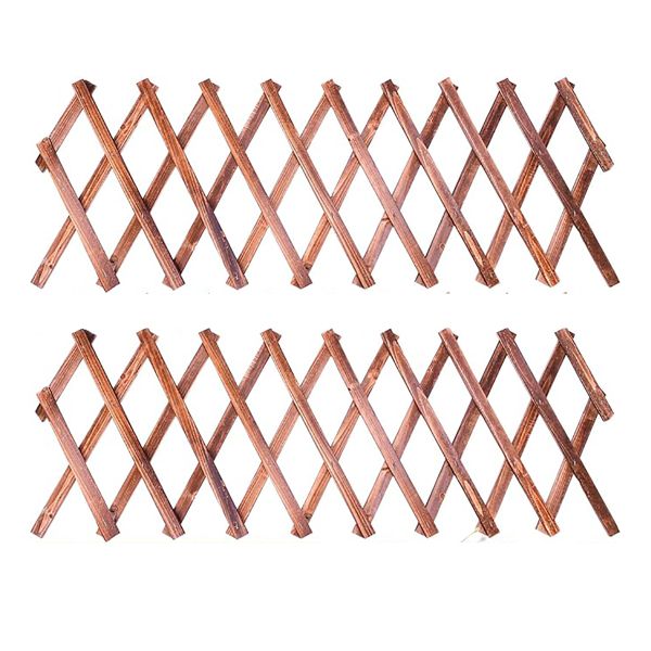 2Piece Expandable Wooden Lattice Fence Garden Trellis for Plants Climbing
