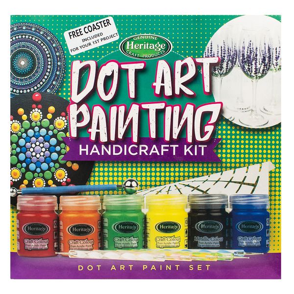 Heritage Dot Art Paint Kit - Bright Colours - 6 x 50ml