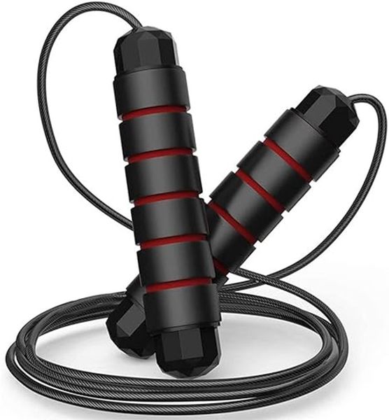 Black And Red Weighted Steel Wire Jump Rope