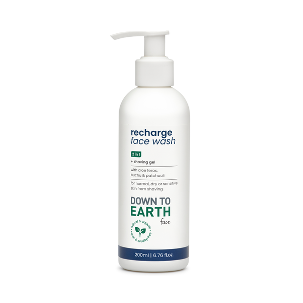 Down to Earth Recharge Face Wash &amp; Shaving Gel 200ml | Sensitive skin