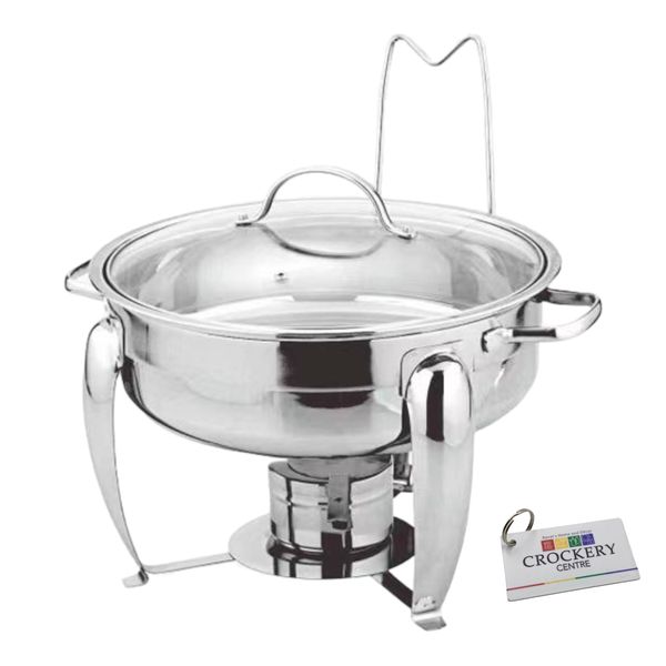 Chafing Dish 4.5L Round Stainless Steel With Glass plus Keyring