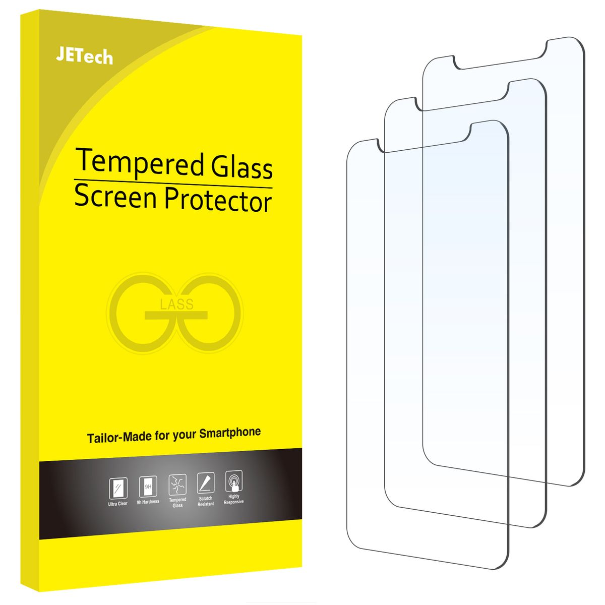 JETech iPhone 12 Pro Max Screen Protector Tempered Glass Film 3Pack