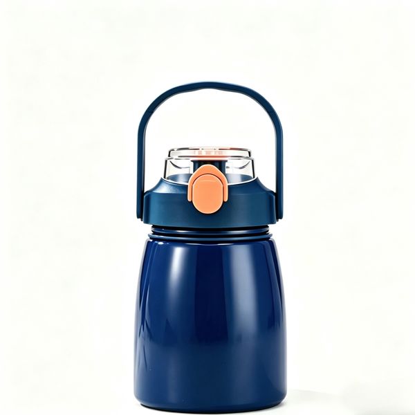 Blue Kids Insulated Stainless Steel Thermal Water Bottle with Carry Handle
