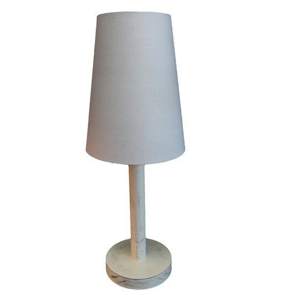 Cream Wash Wooden Bedside Lamp with Grey Shade
