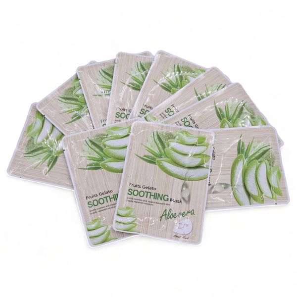 Set of 10 - Aloe Face Mask Sheets for Relief and Moisturizing