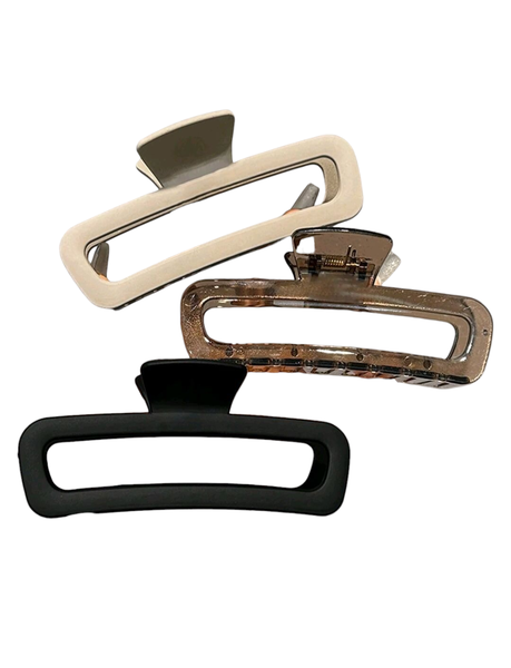 3 Piece Extra-Large Square Hair Claw Clips