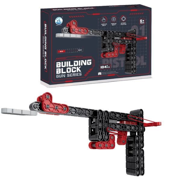 Red Building Blocks Gun Series - 104+ Piece Advanced DIY Toy Kit (2 Pack)