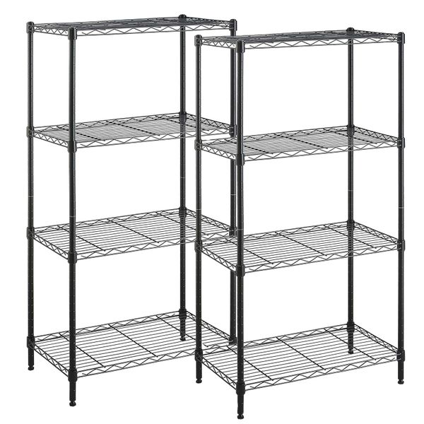 Wire Shelving Unit Commercial Metal Storage Shelf Adjustable Rack Set of 2