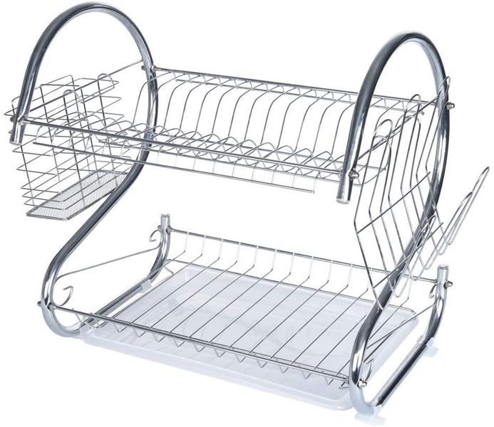 Stainless Steel 2-Layer Dish Drainer Drying Rack for Kitchen Storage
