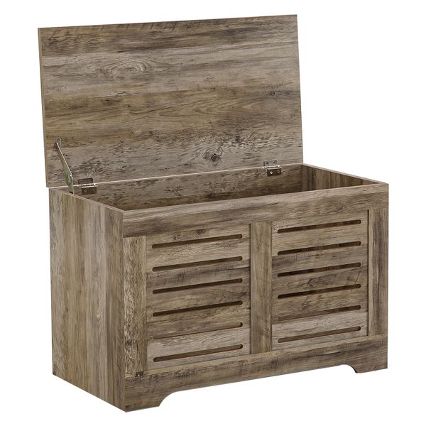 Vintage-Style Wood-Look Louvered Ventilated Storage Box