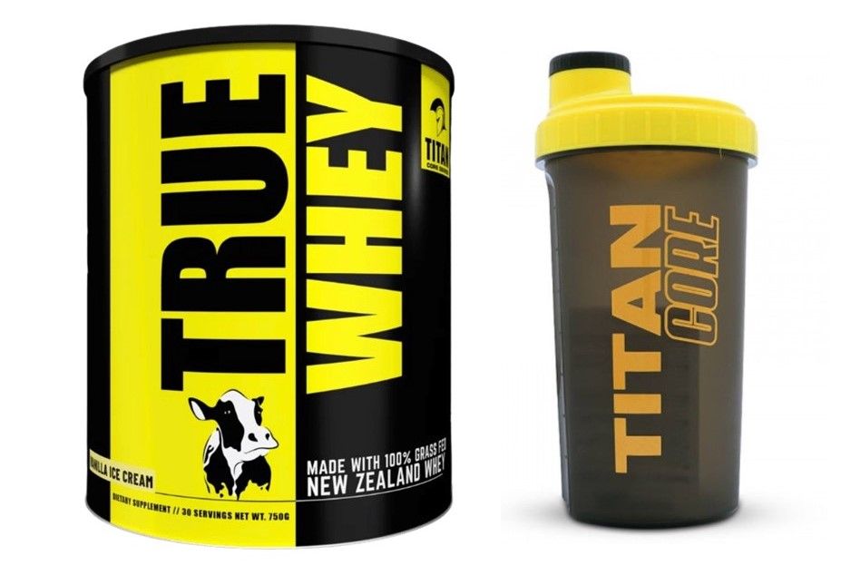 Titan Nutrition 750g Vanilla True Whey Protein With Titan Shaker Bottle
