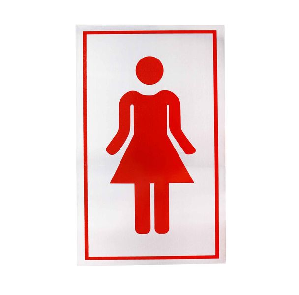 Aluminium Ladies Toilet Sign - Silver And Red (21cm x 13cm)