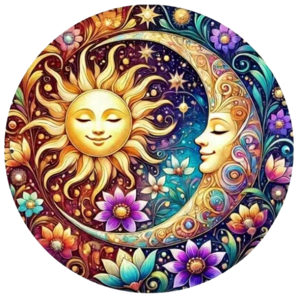 Vintage Metal Floral Sun and Moon Sign (20cm)