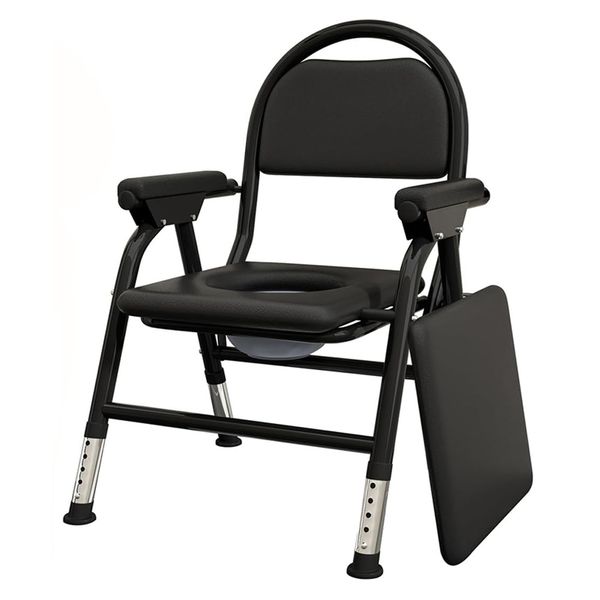 4 in 1 Folding Bedside Commode Chair, Toilet Seat with Arms Handles