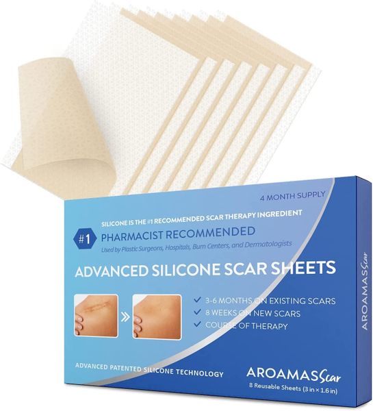 Professional Silicone Scar Sheets, Soften and Flattens Scars - 8 Sheets
