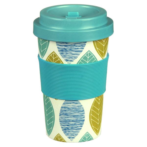 Floral Bamboo Travel Mug 300 ml - Blue