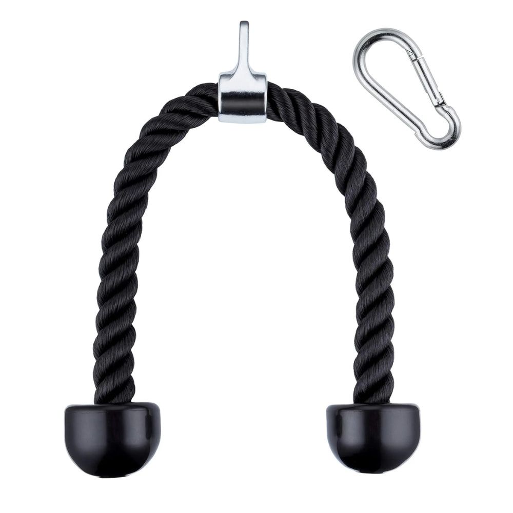 70cm Heavy Duty Nylon Tricep Rope with Carbon Steel Attachment - Black