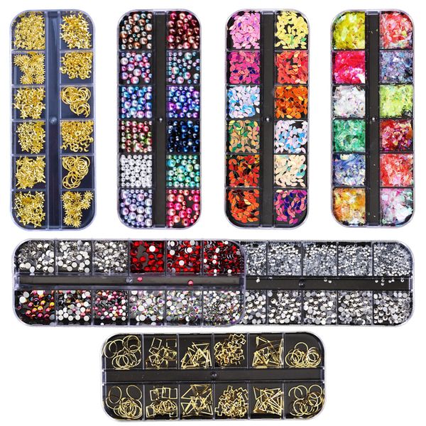7 Boxes Nail Rhinestones for Nails Kit for Nail Art Supplies Accessories