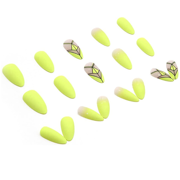 Stylish Yellow Almond Fake Nail