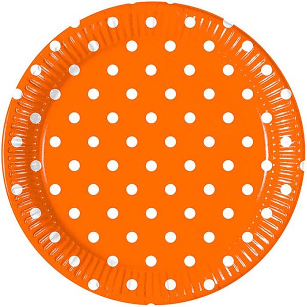 Orange Dots Paper Plate Large 23cm