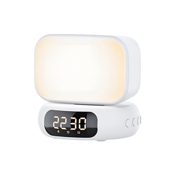 Bluetooth Speaker Alarm Clock with MP3 Player and Night Light Feature.