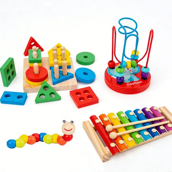 4 Set Wooden Music Stacking Toy for Baby Children's Day Gift Kid