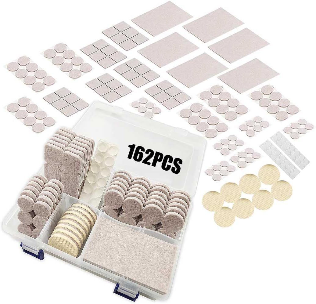 Furniture Pads 162 Pack, Furniture Felt Pads Set for Chair Leg Floor