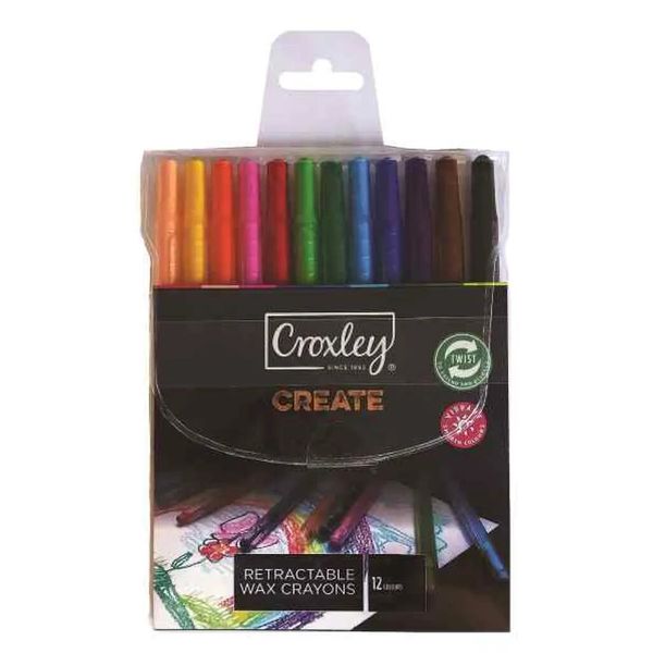 Croxley Create Retractable Wax Crayons Set of 12 x2